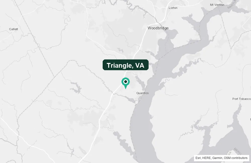 Map of Triangle, Virginia and the surrounding Prince William County area service area